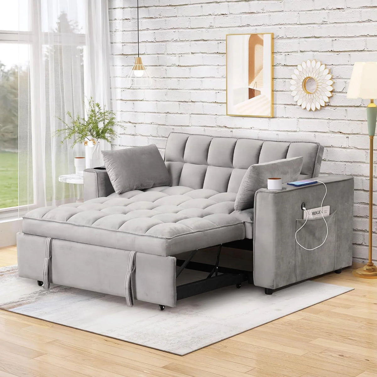 Convertible Sofa Couch with Pull Out Bed D3367