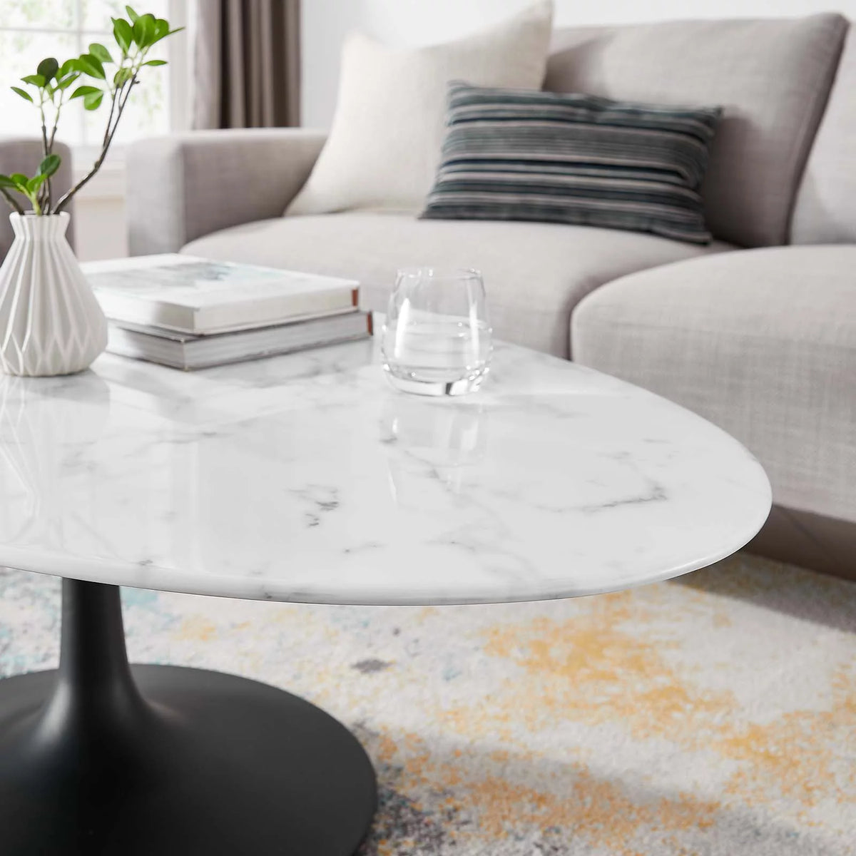 Oval Artificial Marble Coffee Table F53481
