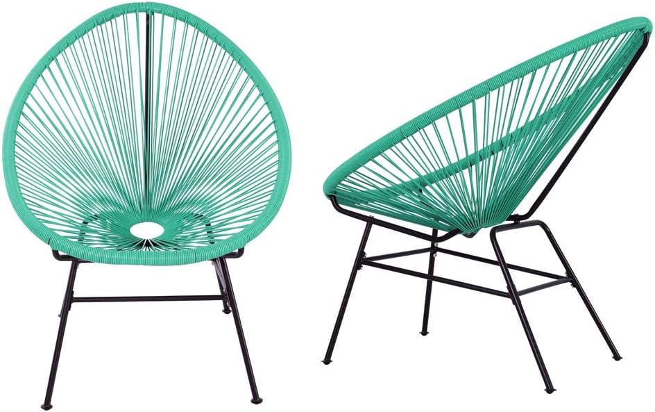 2 Piece Turquoise Oval Weave Lounge Chair Set R49886