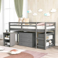 Twin Loft Bed with Cabinet and Rolling Desk K52454