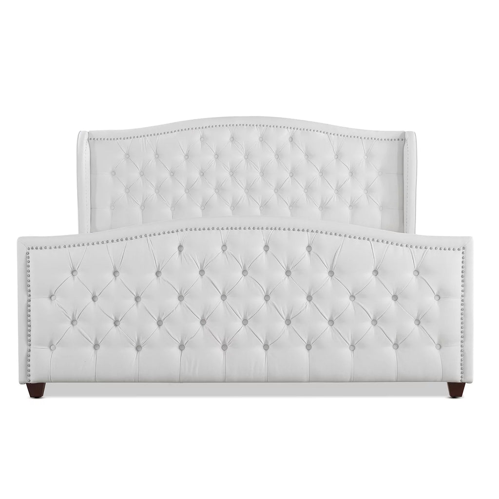 Tufted Wingback King Bed Bright White F8686