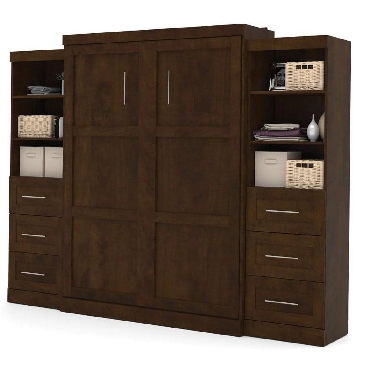 Queen Wall Bed with Storage and 3 Drawer Set V84440