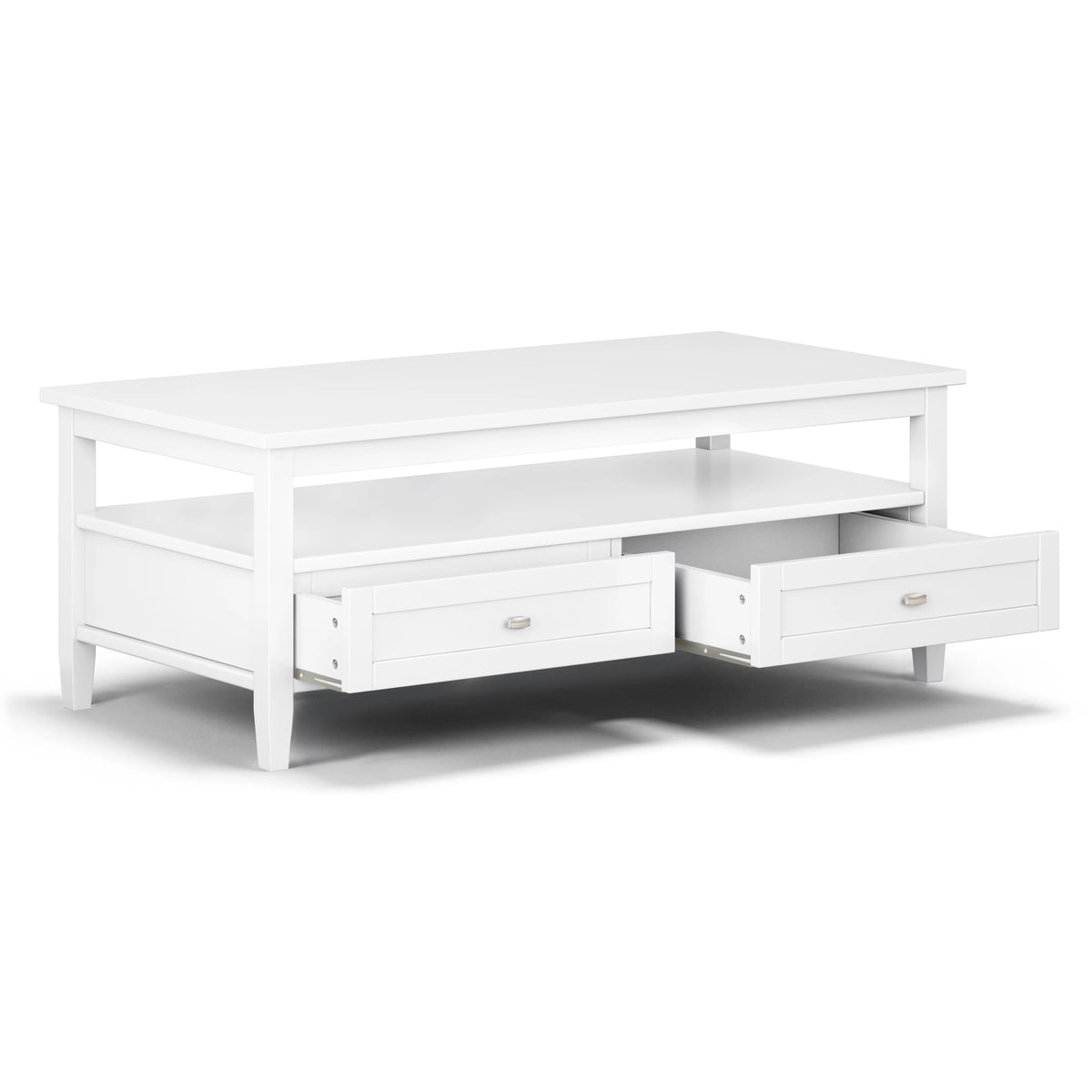 White 48 inch Solid Wood Coffee Table V649