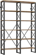 Double Wide 6-Tier Wood and Metal Bookshelf E65689