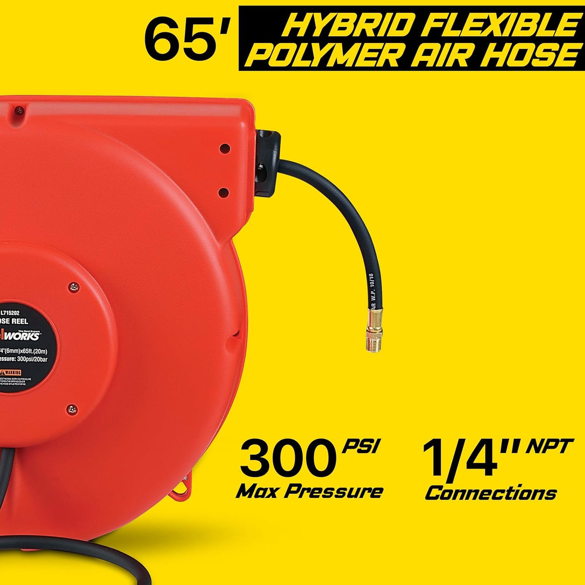 1/4 Inch x 65' Retractable Air Hose Reel G7341
