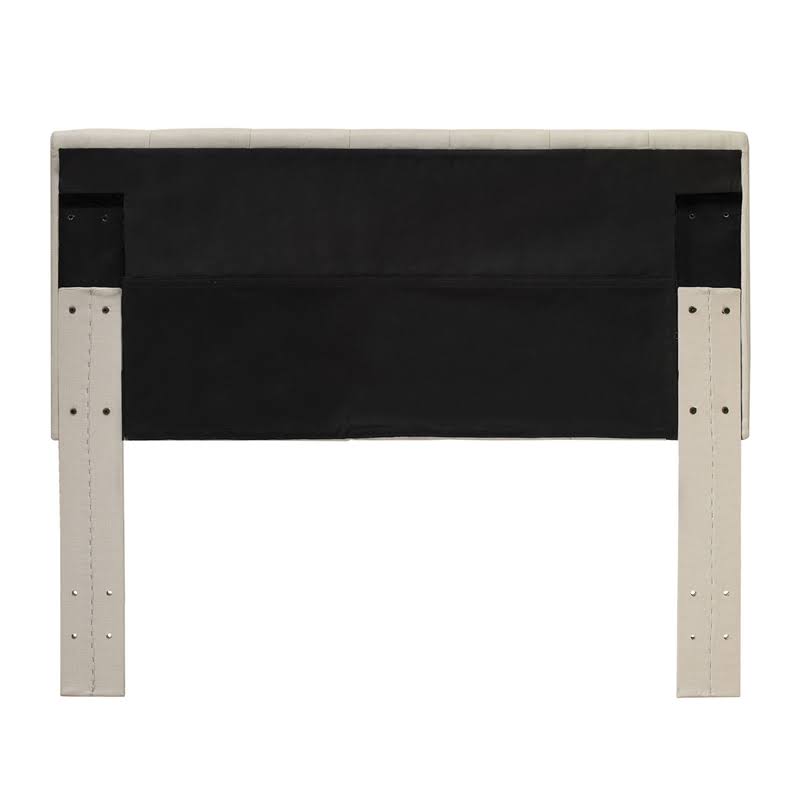 Ivory Fabric King Tufted Platform Bed O4153