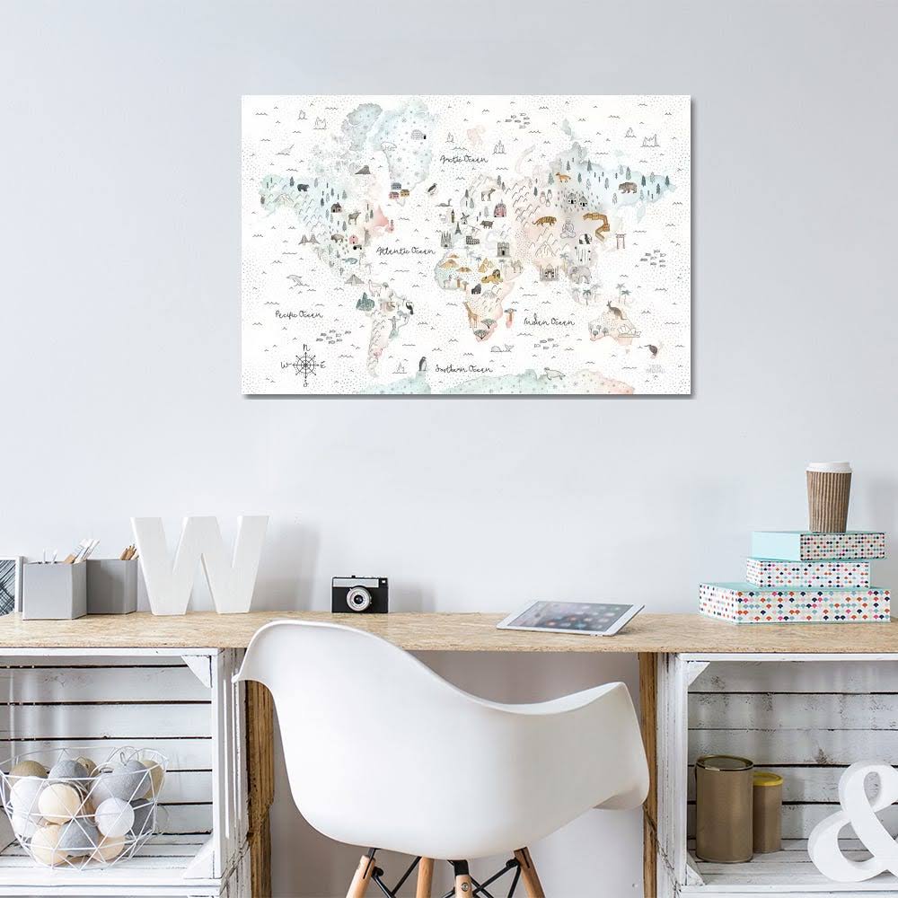 Canvas Wall Decor Prints World Map Art G910