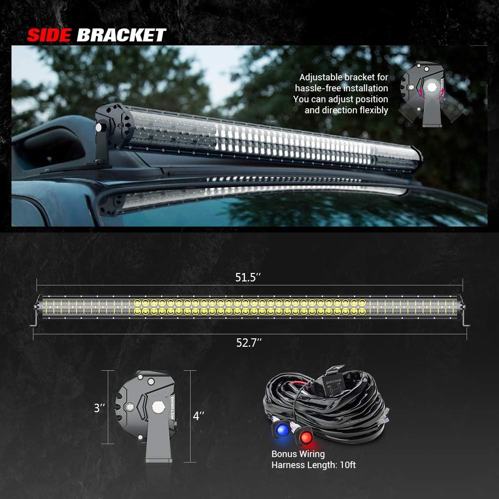 52 Inch 312W Dual Row LED Light Bar with Wiring Harness R683