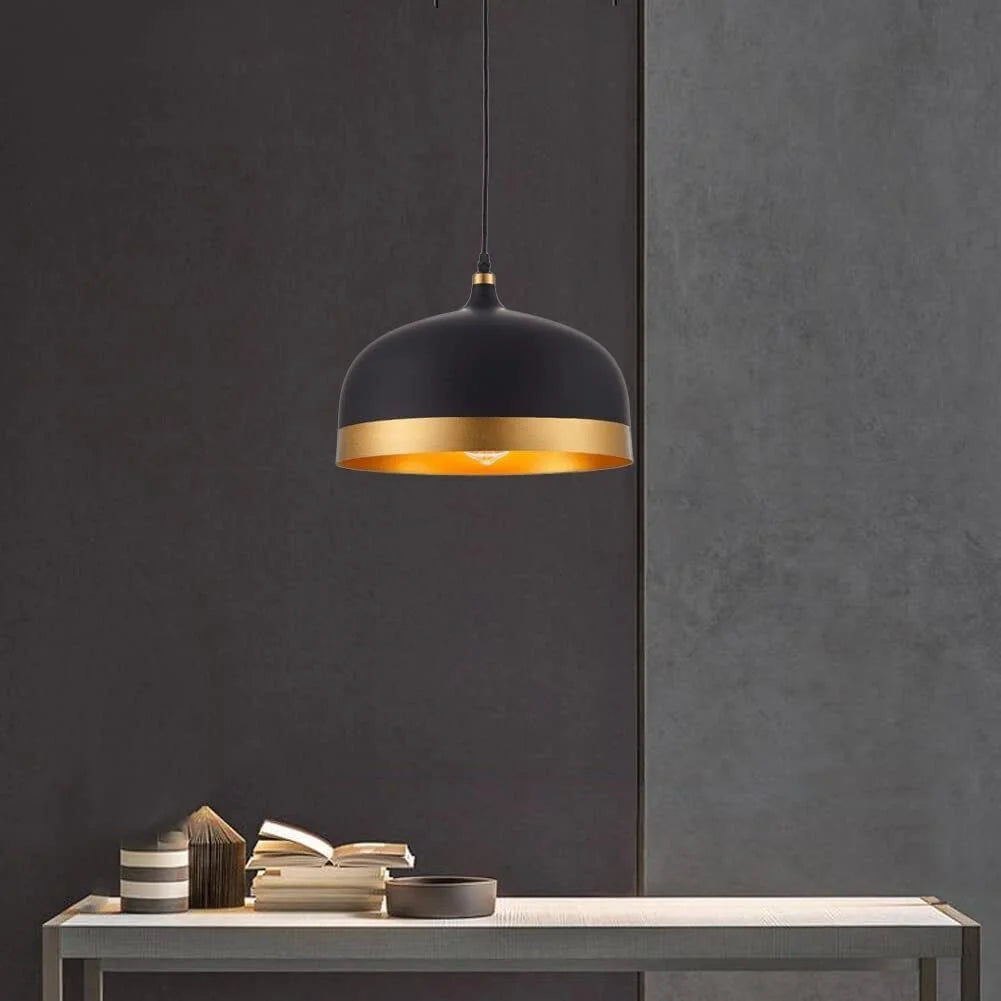 Black and Gold Metal Pendant Light J85783