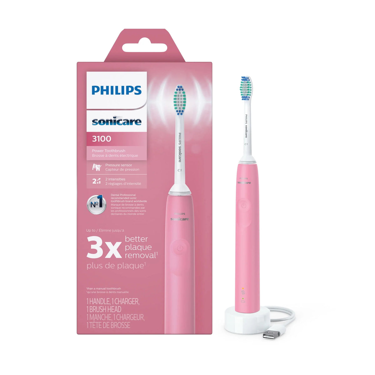 Rechargeable Electric Toothbrush with Pressure Sensor, Black H98507