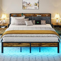 Full Bed Frame with Storage Charging Station Headboard P669971