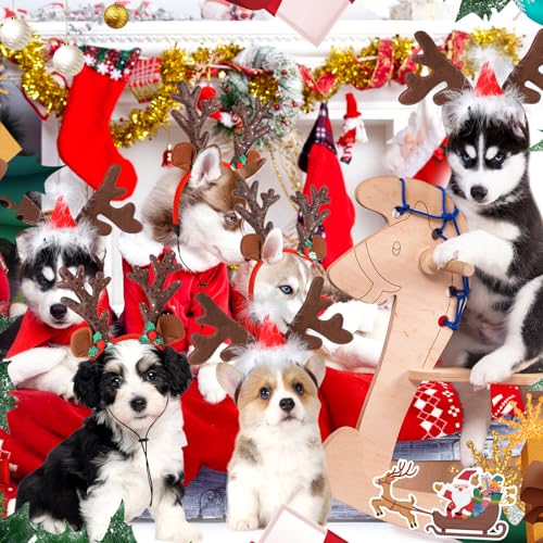 2 Pack Dog Christmas Antlers Headbands S7414