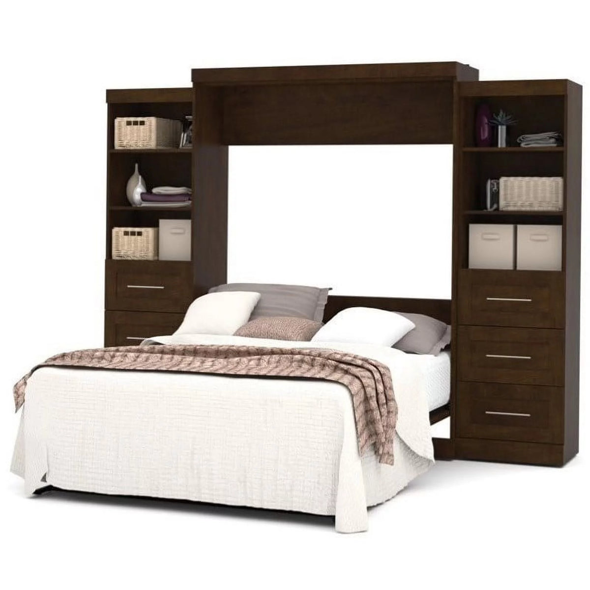 Queen Wall Bed with Storage and 3 Drawer Set V84440