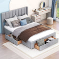 Queen Size Upholstery Platform Bed with Three Storage Drawers G94010