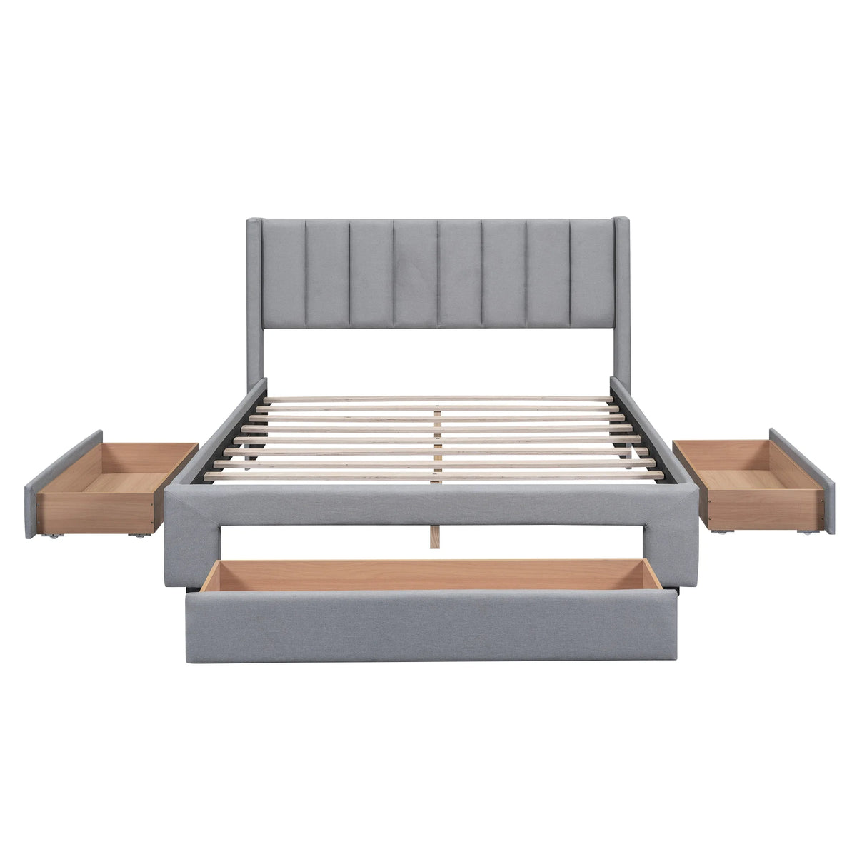 Queen Size Upholstery Platform Bed with Three Storage Drawers G94010