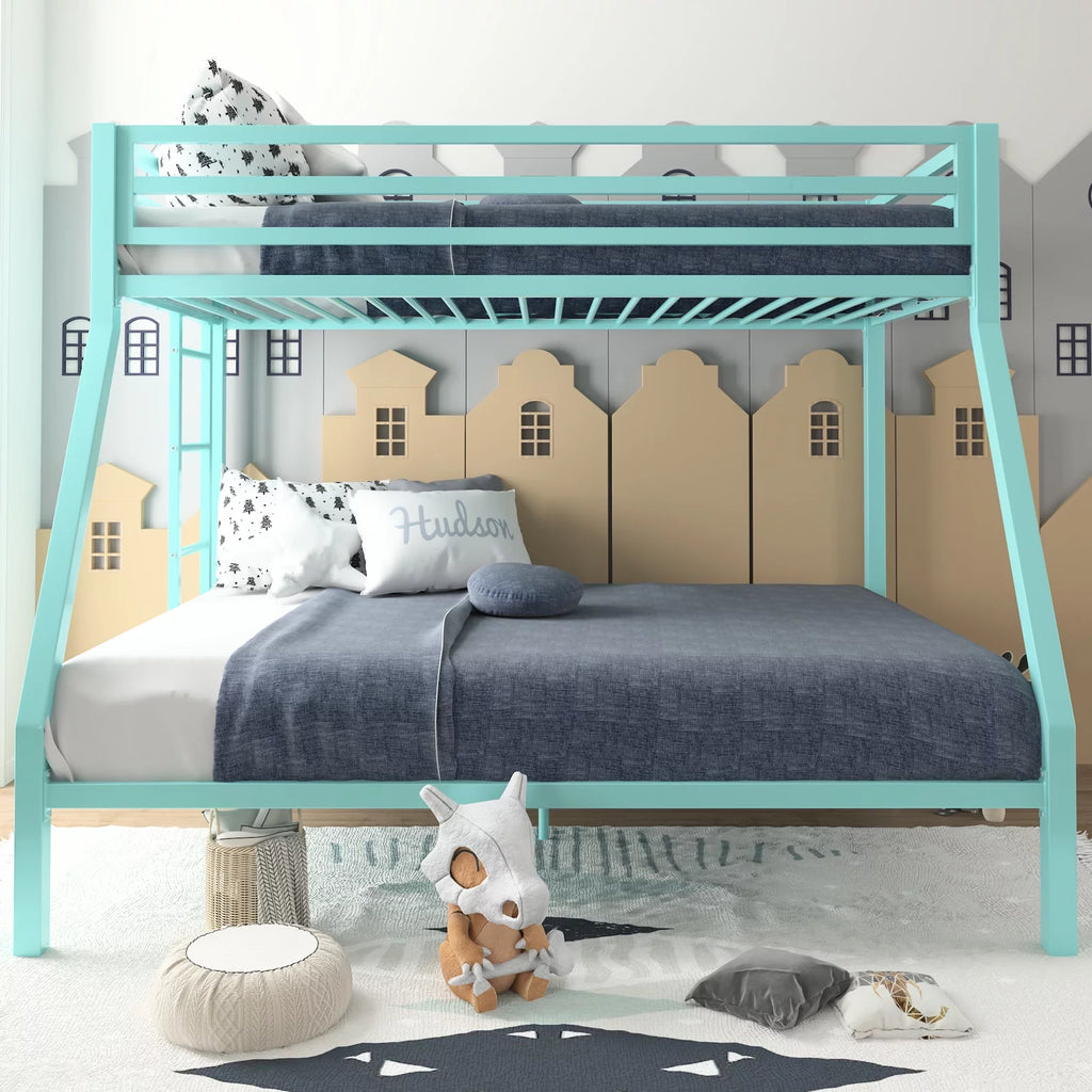 Black Twin Over Full Metal Bunk Bed with Removable Stairs L7248