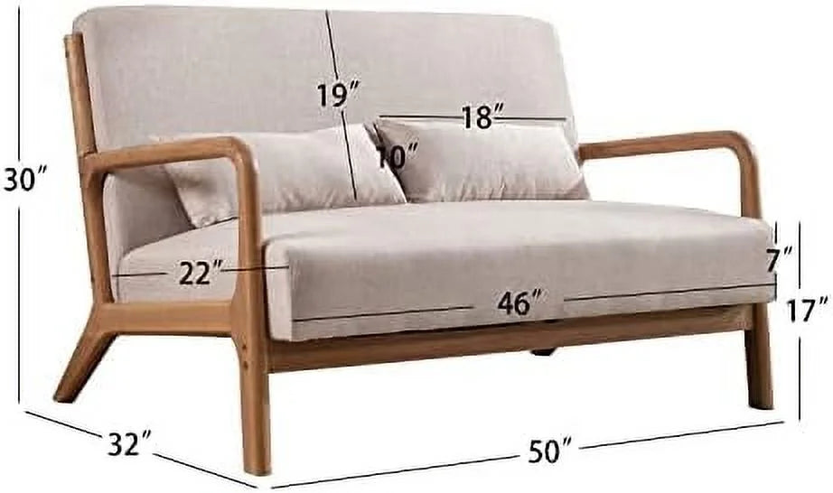 50" 2-Seater Upholstered Loveseat with 2 Waist Cushions K66465