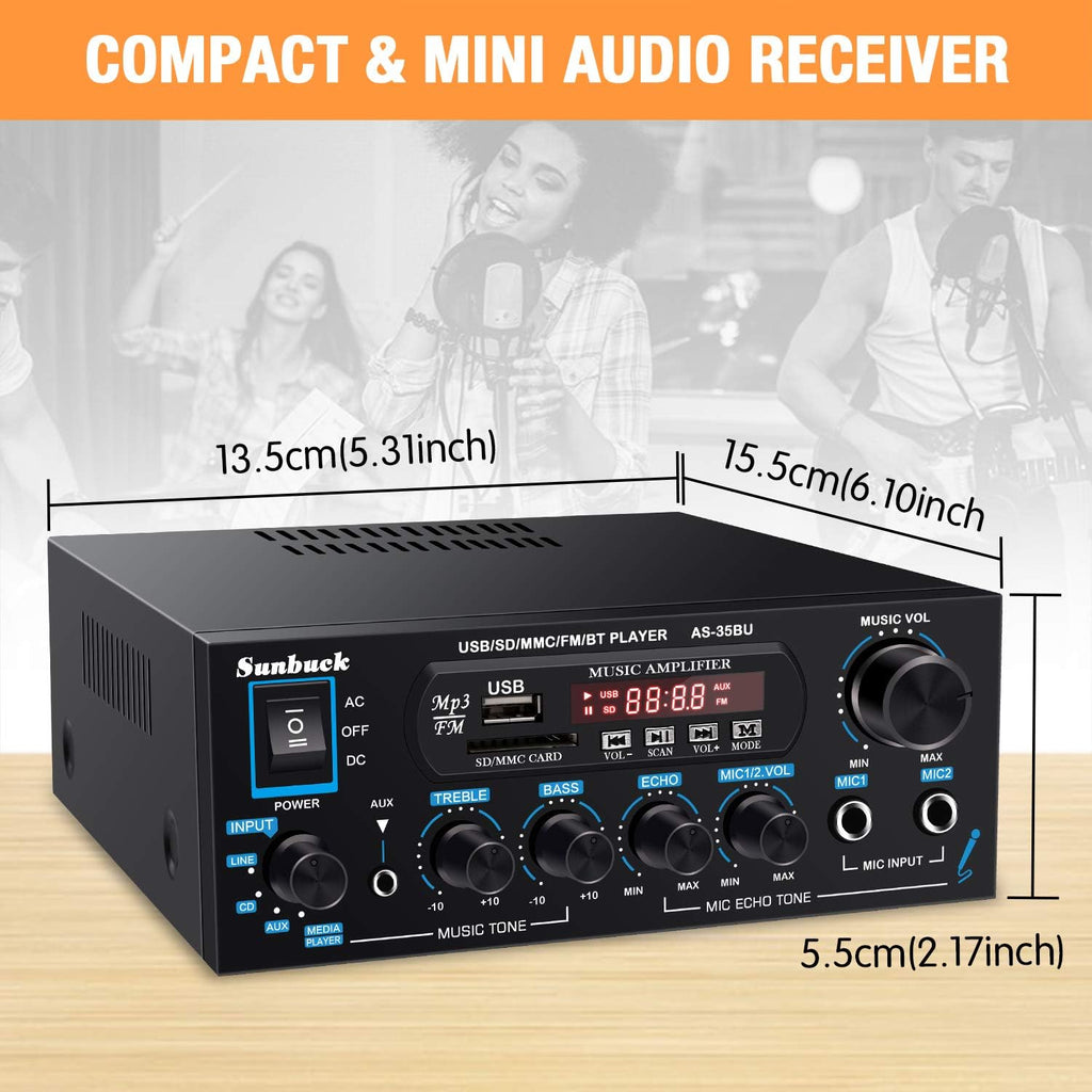 200W Dual Channel Wireless Bluetooth Stereo Amplifier Receiver Z801
