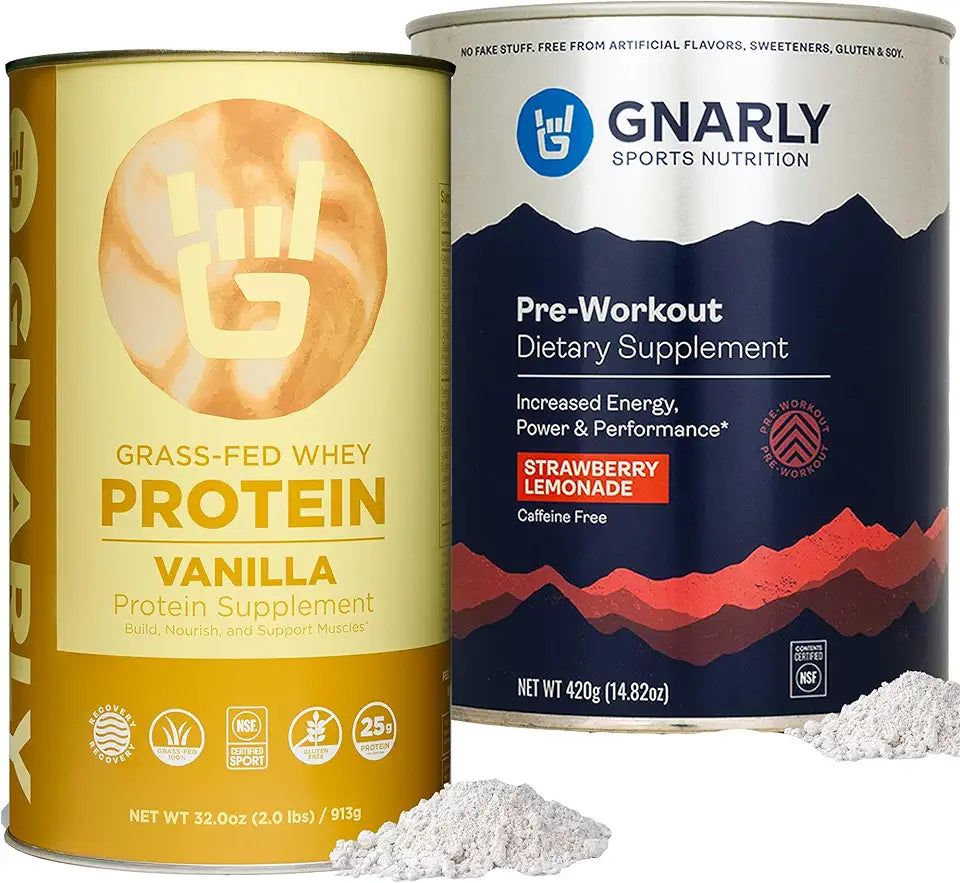 Grass-Fed Protein Supplement Vanilla 32.0oz and Caffeine Free Preworkout 14.82oz A980