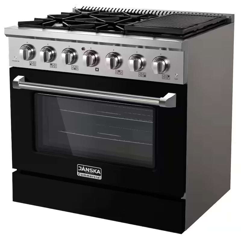 5.2 cu. ft. Gas Range with 6-Burners and Convection Oven in Matte Black R362811
