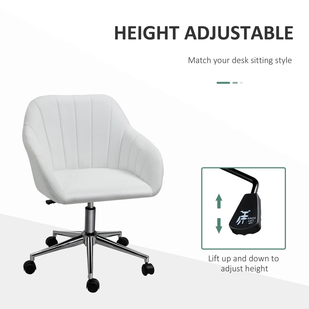 White Steel Task Chair with Swivel and Adjustable Height I5263