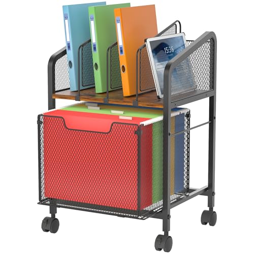 White Rolling File Cabinet with Adjustable Dividers L12772