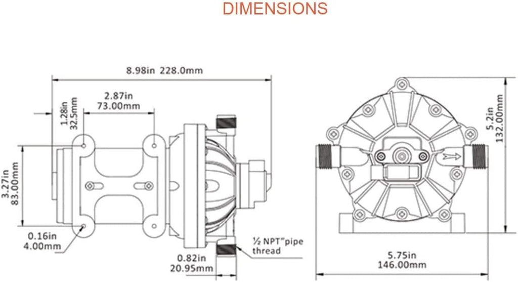 24v Water Pressure Diaphragm Pump 18.9 L/min 60 Psi D481710