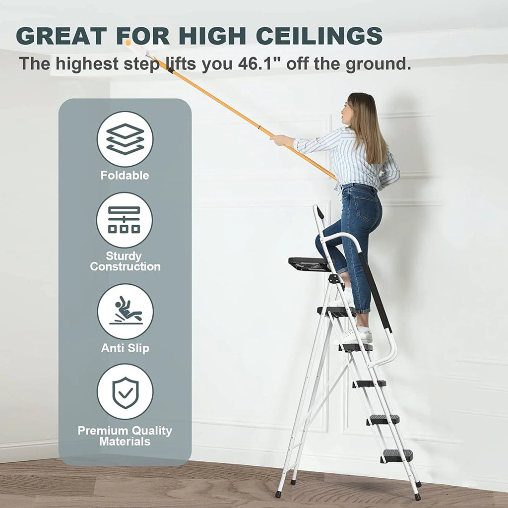 Folding 5-Step Ladder with Handrails and Tool Tray B96218