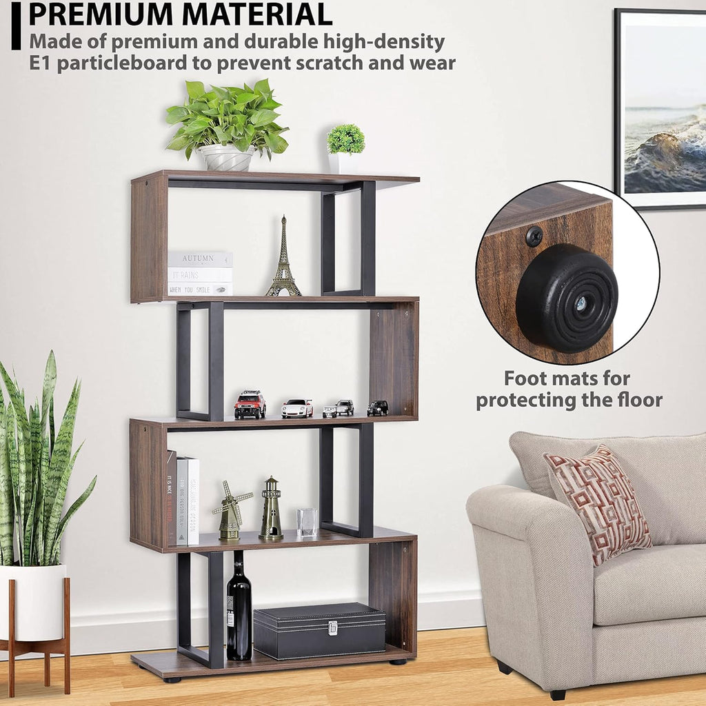 5-Tier S-Shaped Industrial Bookcase E8893