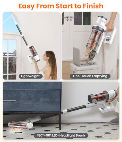 Cordless Vacuum Cleaner, 550W 45Kpa, 60Mins Runtime, 1.6L Dust Cup M749