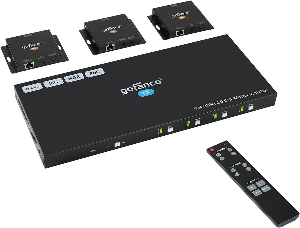 1x4 HDBaseT HDMI Extender Splitter 4K 60Hz Over Cat5e/6/7 Ethernet Cable Z46664
