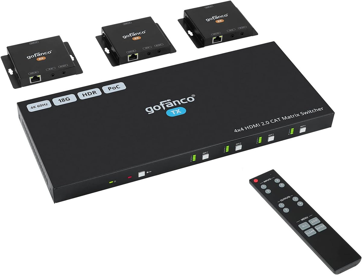 1x4 HDBaseT HDMI Extender Splitter 4K 60Hz Over Cat5e/6/7 Ethernet Cable Z46664