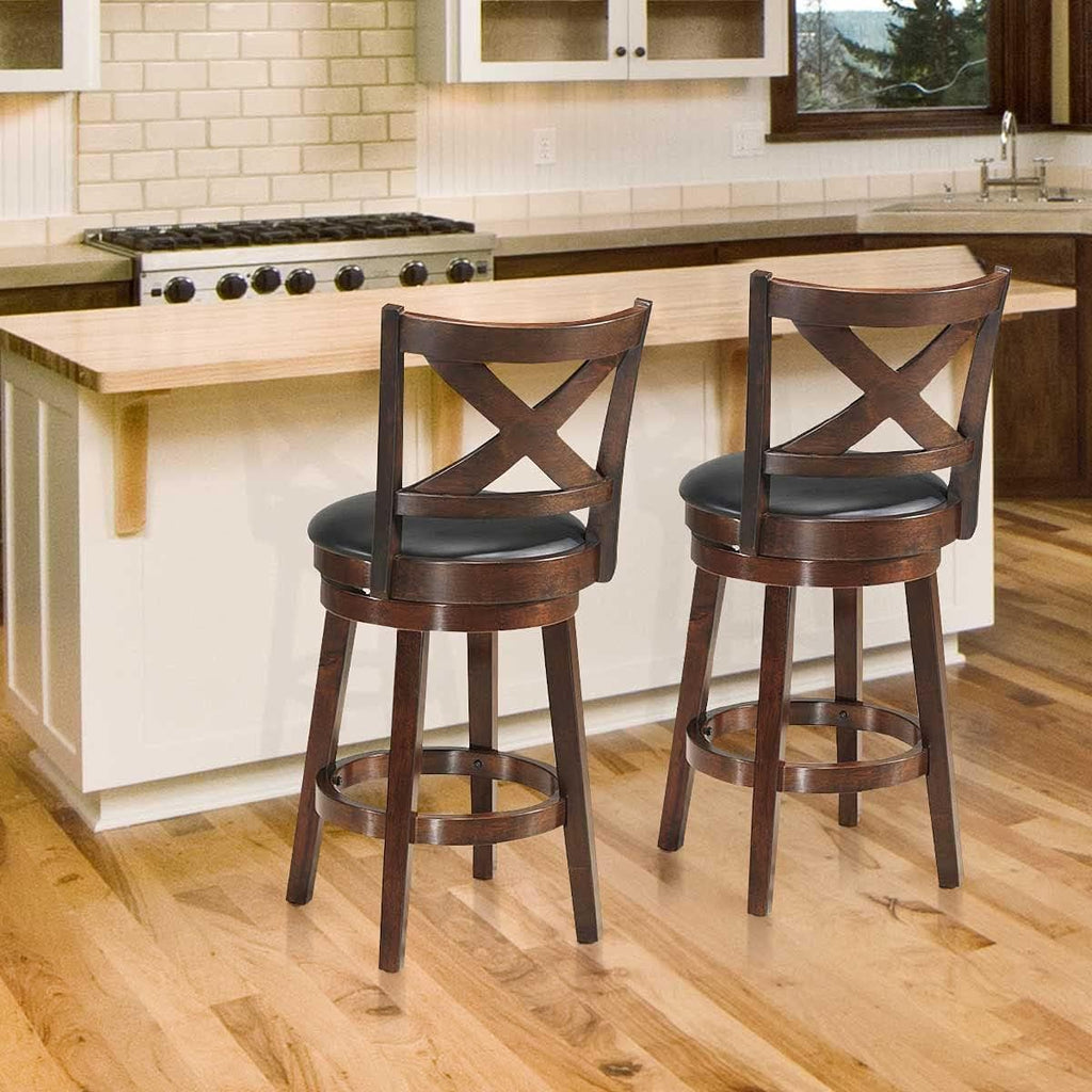 29 Inch Cappuccino Swivel Barstool Set of 2 I6481