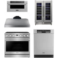 36 Gas Range, Range Hood, Dishwasher, Microwave and Wine Cooler Q926