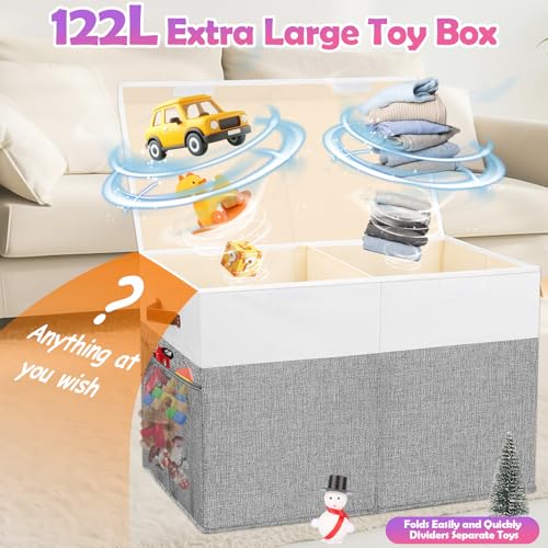 Extra Large Collapsible Toy Storage Box with Lid and Divider W520935