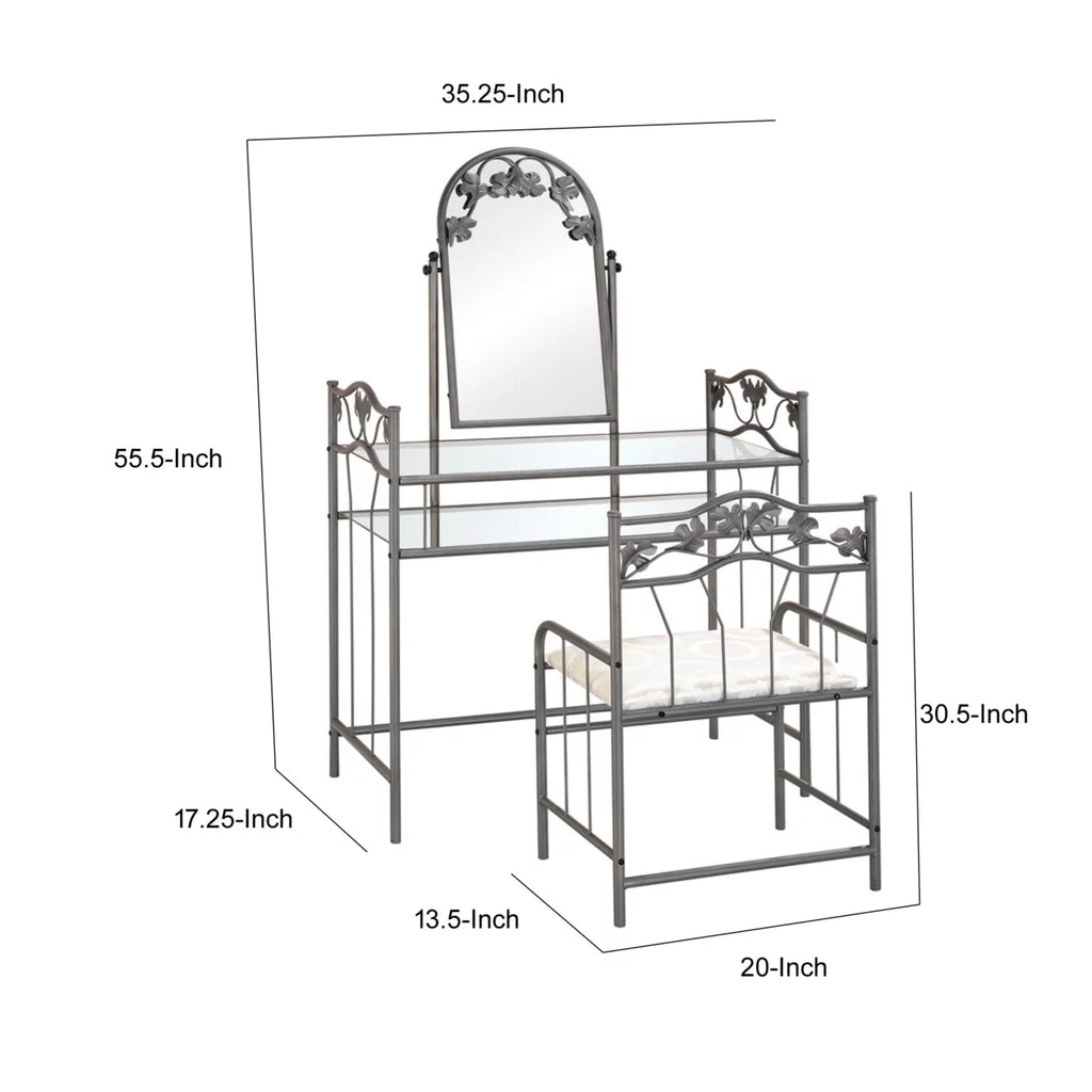 Metal Vanity Set with Glass Top U216
