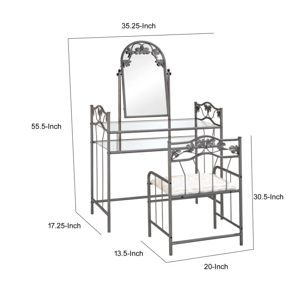 Metal Vanity Set with Glass Top U216