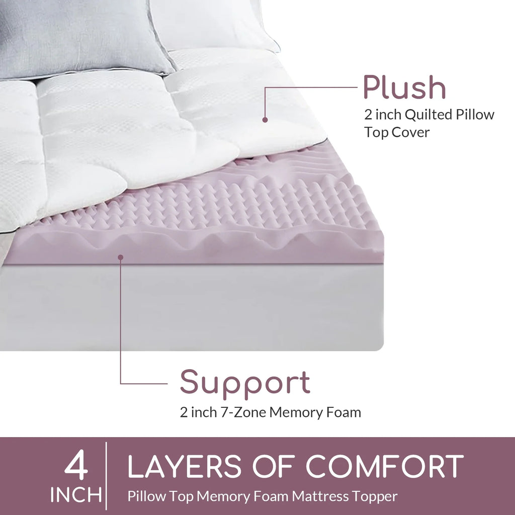 Full Size 4 inch Memory Foam Mattress Topper H76954