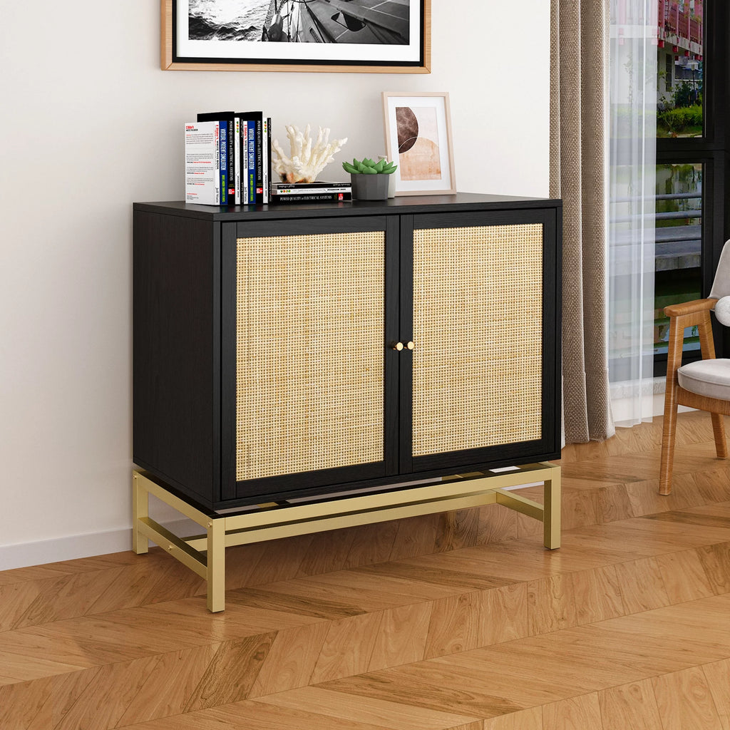 Set of 2 Natural Rattan 2 Door Cabinet H12704
