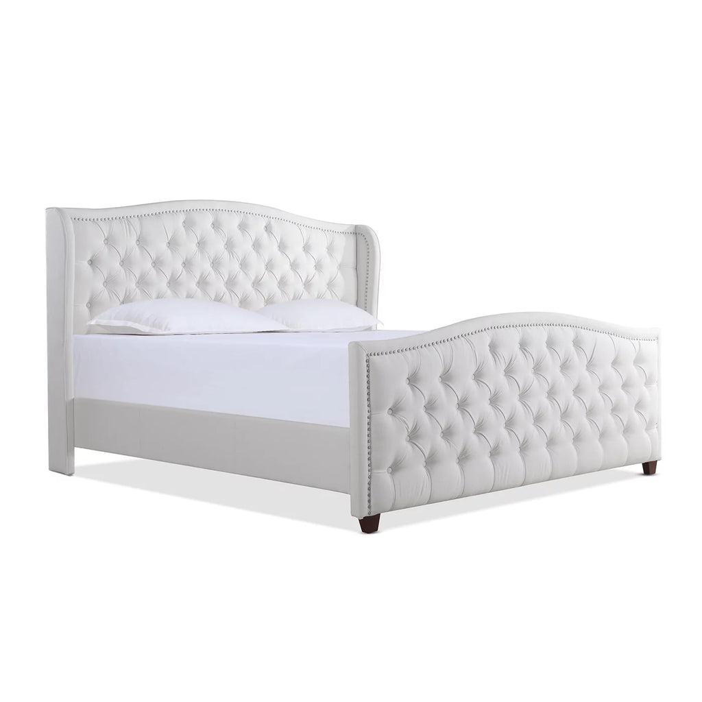Tufted Wingback King Bed Bright White F8686