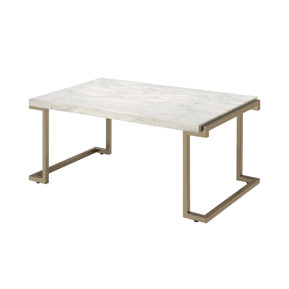 Faux Marble Champagne Sled Base Coffee Table V2243