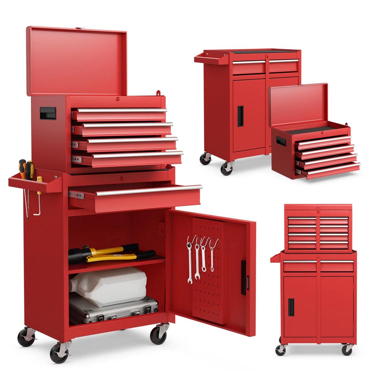 Red 5 Drawer Metal Rolling Tool Chest Cabinet D978050