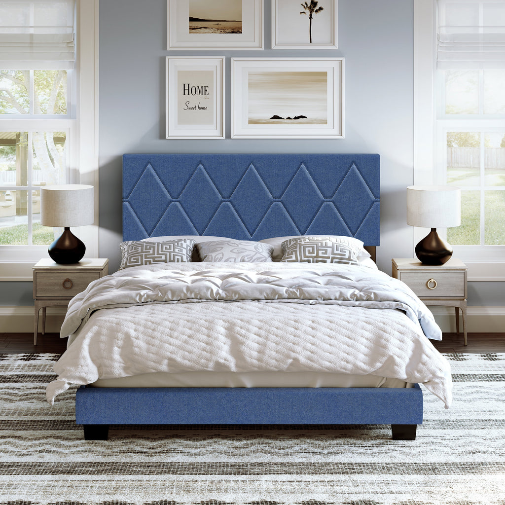 Black Queen Linen Platform Bed D945