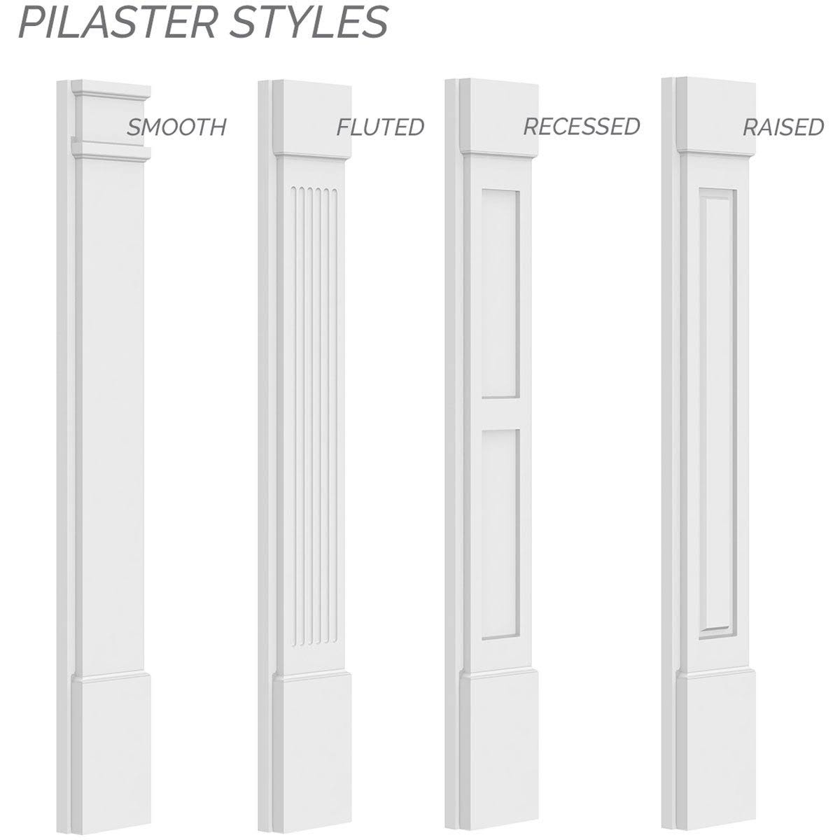 PVC Flat Panel Pilaster with Capital & Base (Pair) Q625
