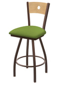 Swivel Counter Stool with Bronze Finish and Green Seat A34490