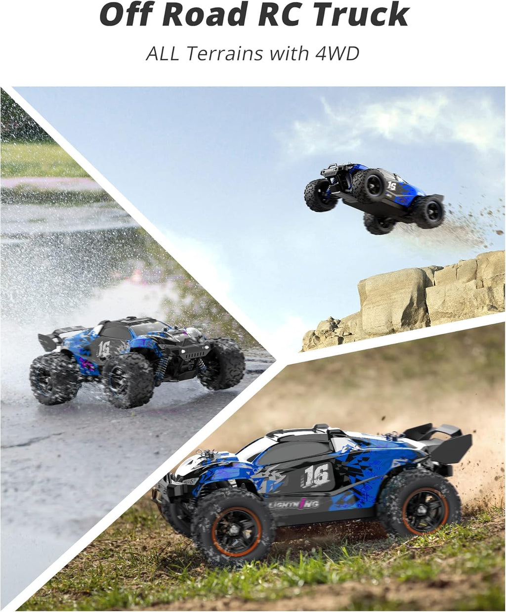1:18 Scale Brushless 4WD Off-Road Remote Control Car with 2 Rechargeable Batteries N944625
