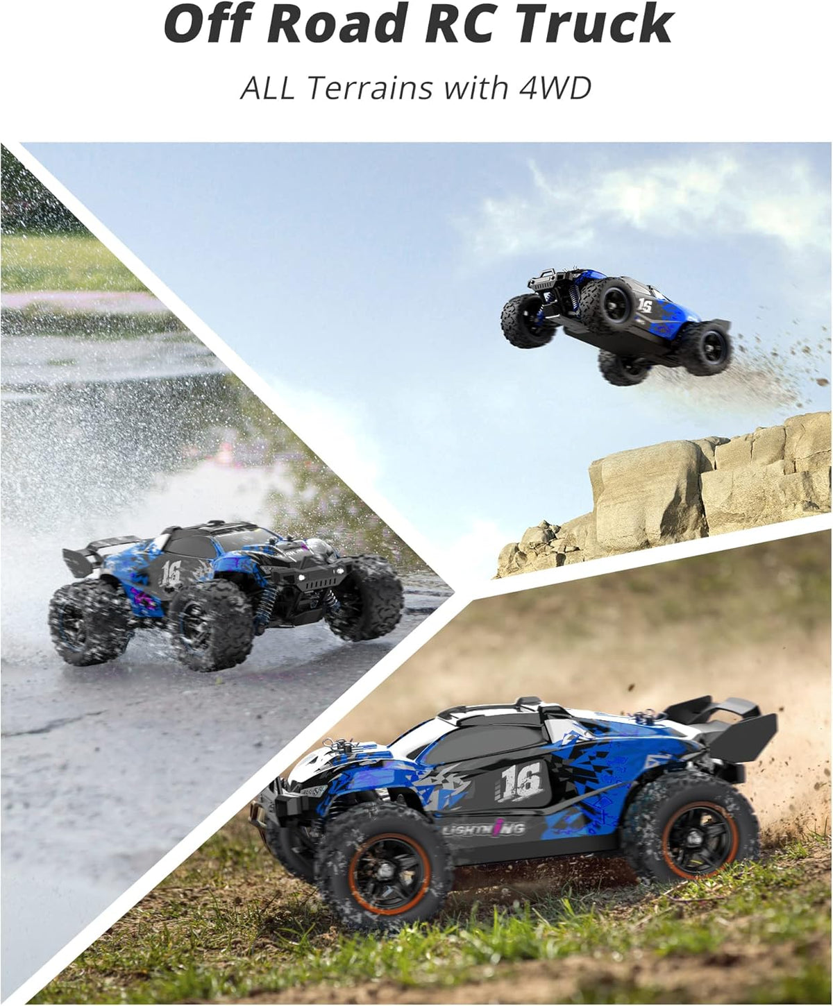1:18 Scale Brushless 4WD Off-Road Remote Control Car with 2 Rechargeable Batteries N944625