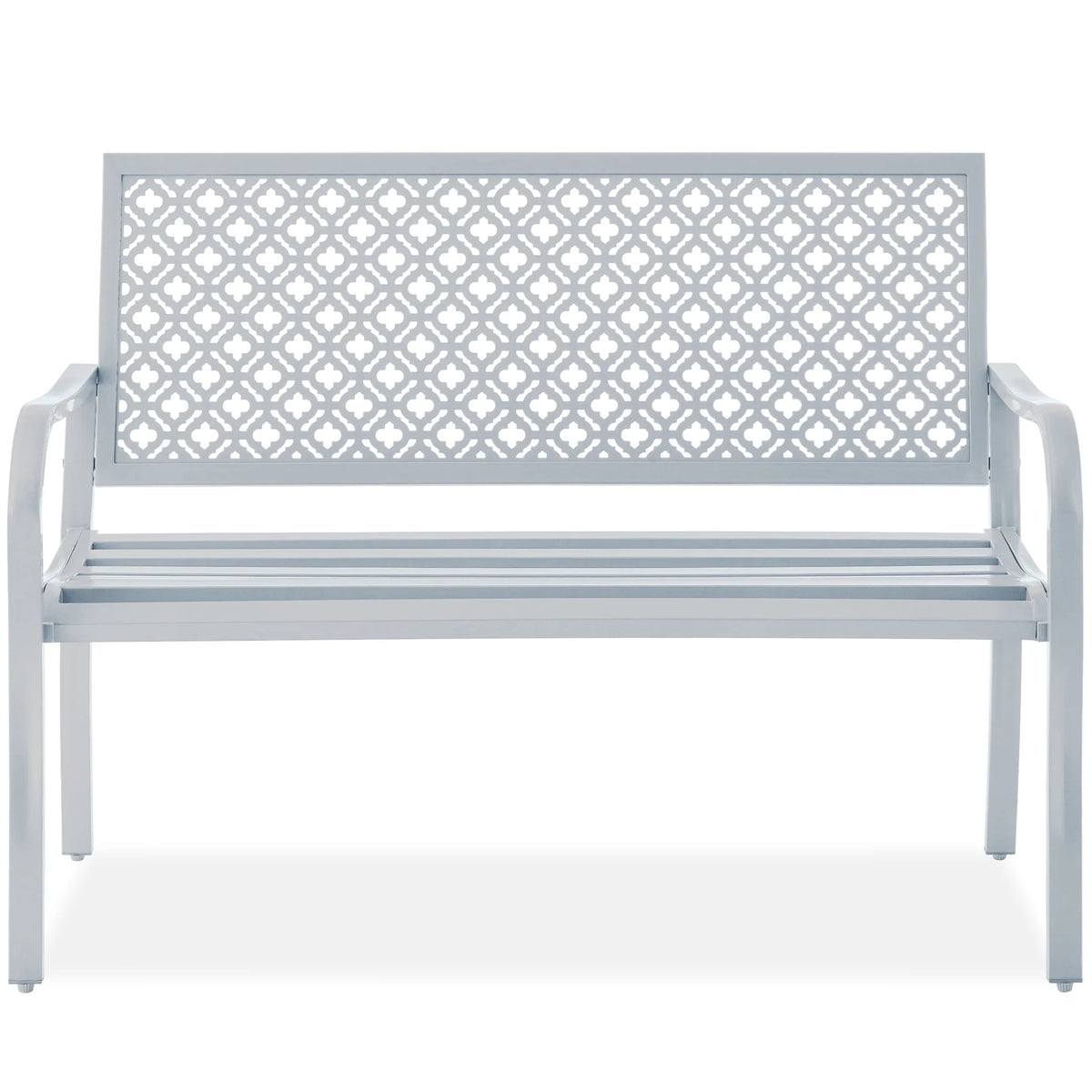 Indoor Outdoor Steel Garden Bench with Geometric Backrest O472