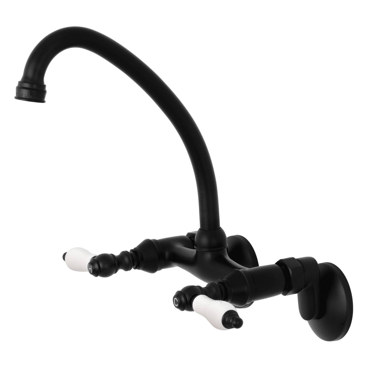 2-Handle Wall Mount Kitchen Faucet Matte Black L360872