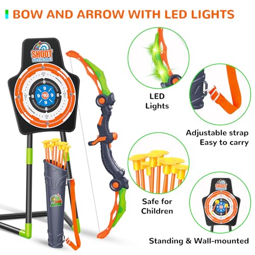 2 Pack LED Light Up Bow and Arrow Toy with 20 Suction Cup Arrows L999